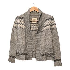 Abercrombie & Fitch Alpaca Wool Blend Cardigan Womens M Gray Fair Isle Heritage